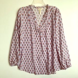 MATILDA JANE Lavender & Coral Floral TUNIC TOP L